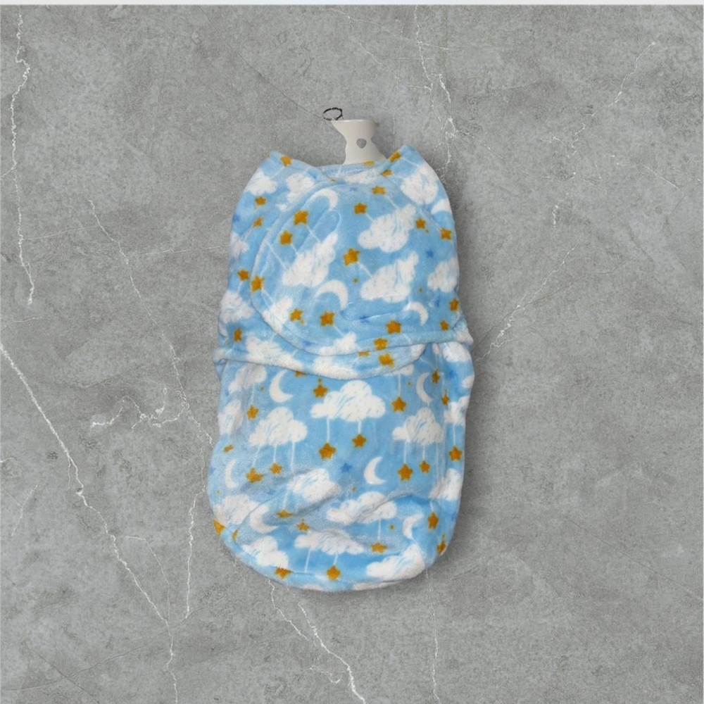Blue Cloud and Star Swaddle Blanket